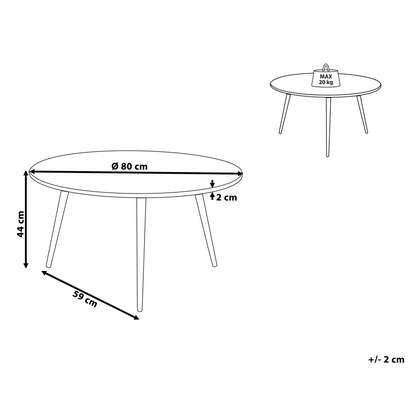 Black Oval Coffee Table With Tripod Solid Wood Base 80cm