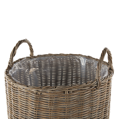 Brown Rattan Plant Baskets Set Of 2 With Handles
