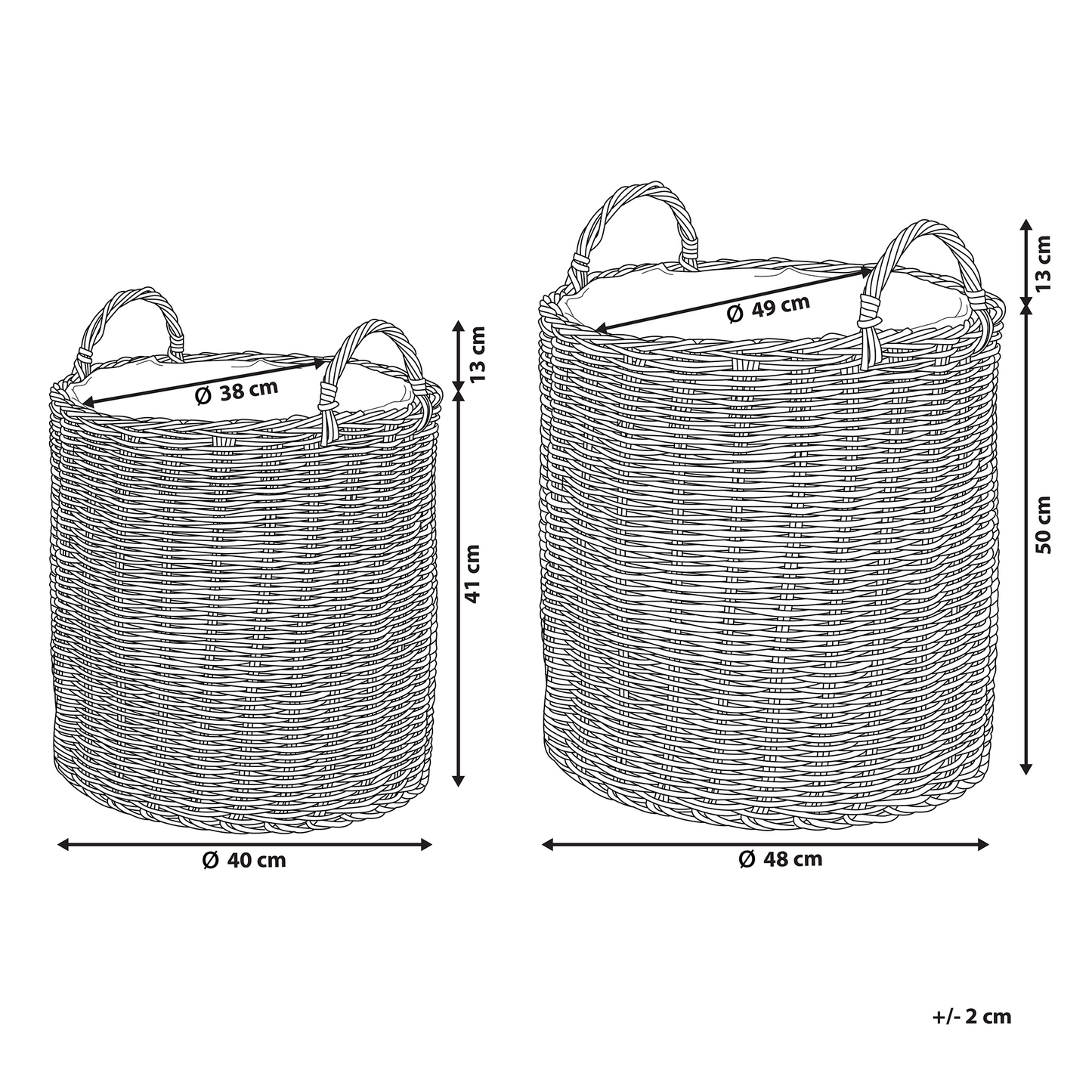 Brown Rattan Plant Baskets Set Of 2 With Handles