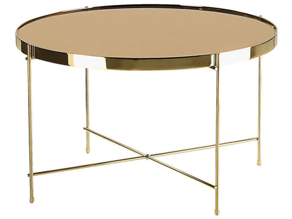 Golden Brown Tempered Glass Round Coffee Table 63cm Legs