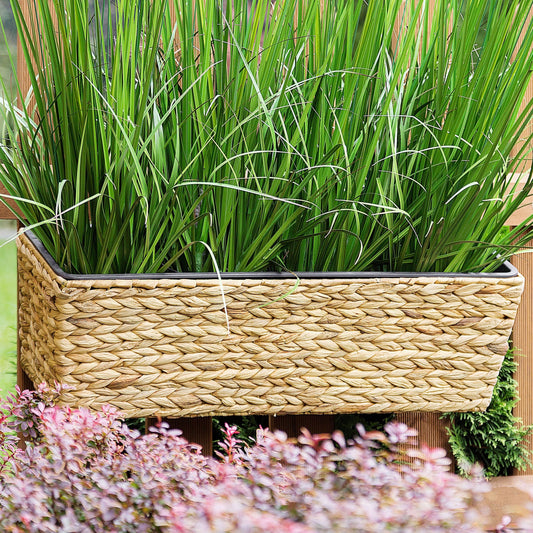 Plant Pot Beige 60 x 20cm Water Hyacinth With Drain Holes