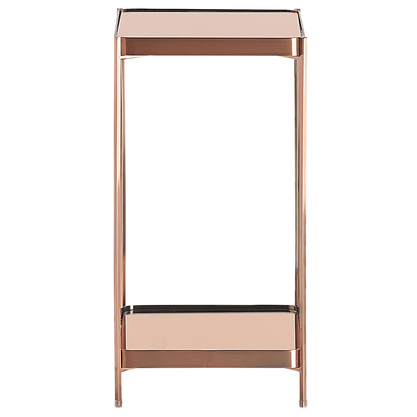 Side Table Copper Tempered Glass Top With Shelf Durable Metal Legs 29 x 29cm