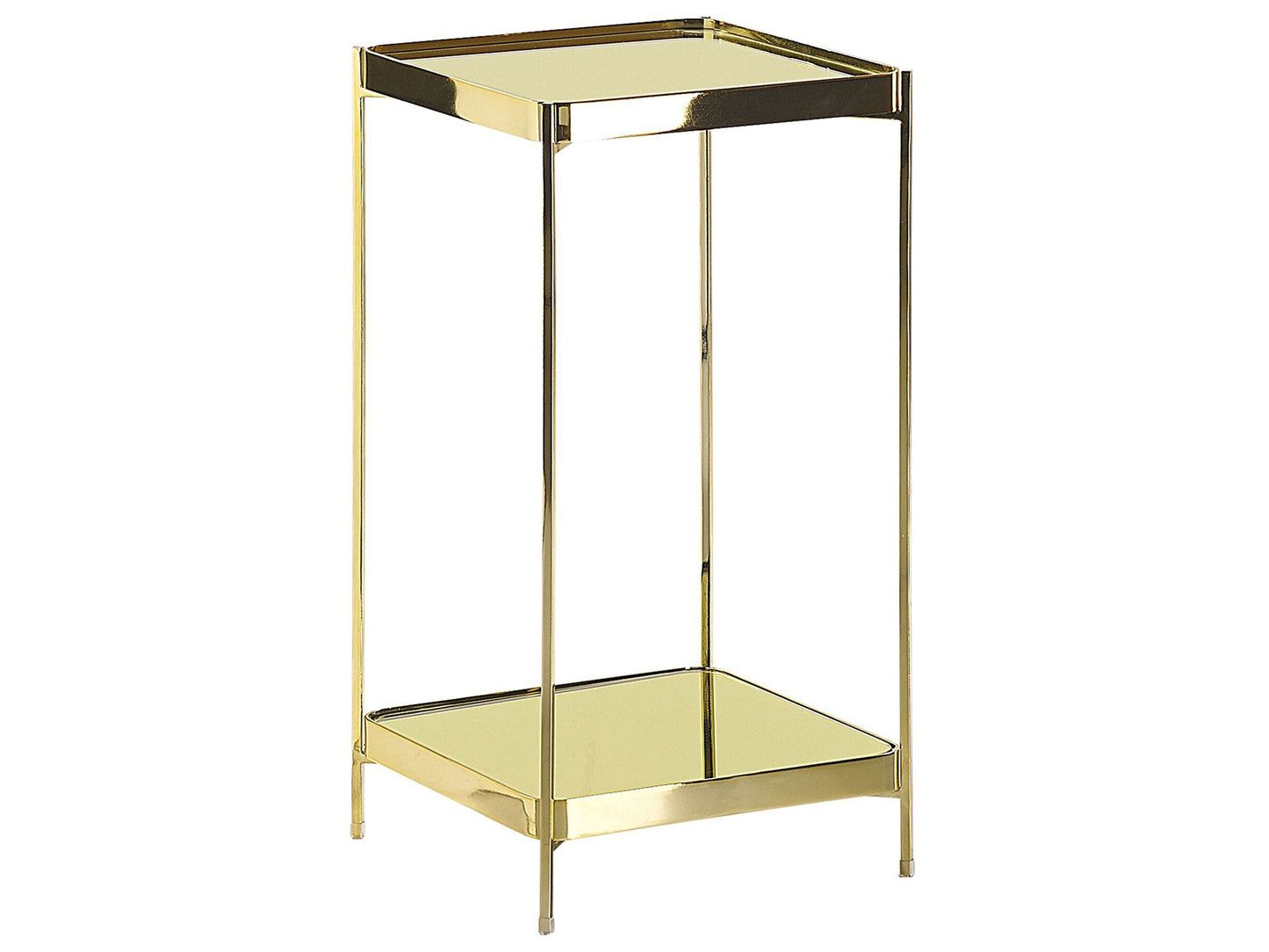Side Table 29 x 29cm Gold Tempered Glass Top Shelf