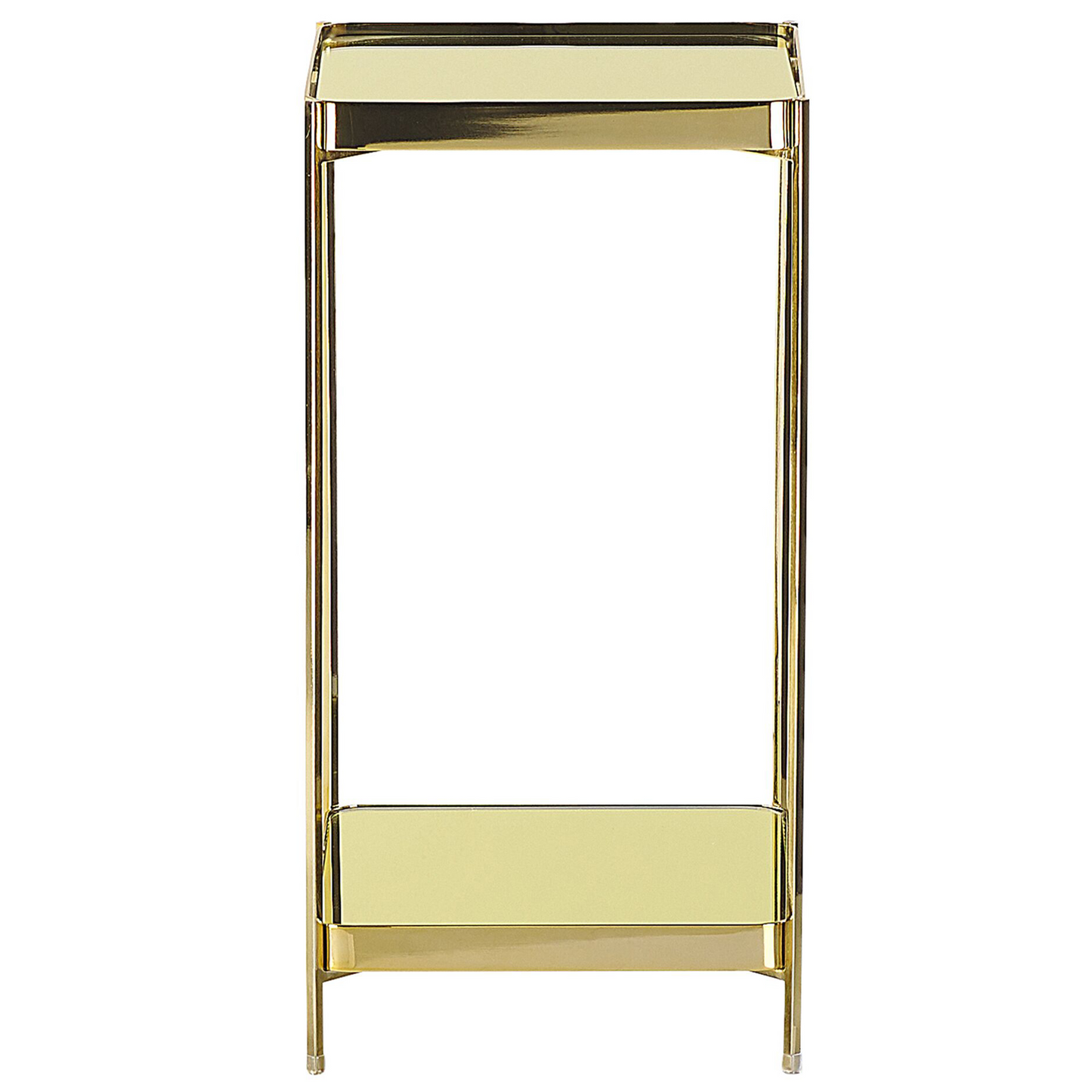 Side Table 29 x 29cm Gold Tempered Glass Top Shelf