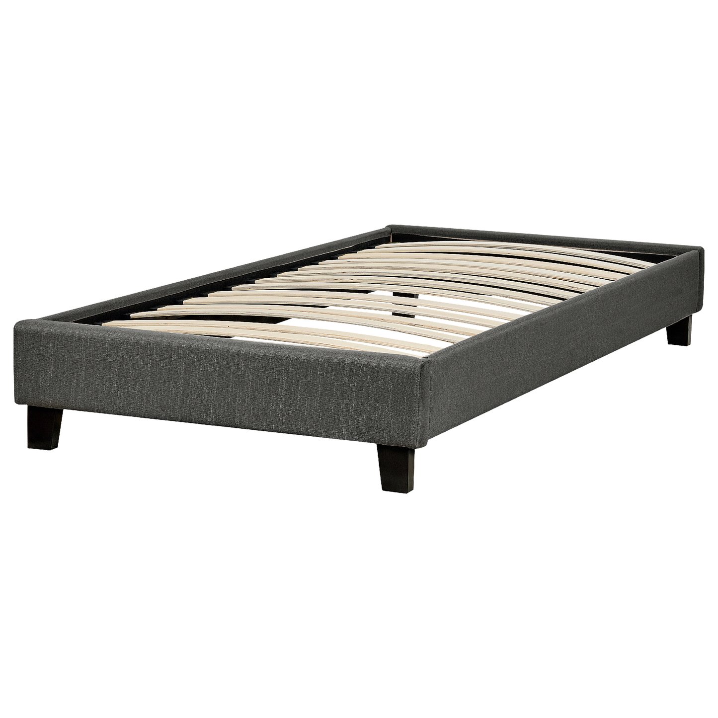 EU Single Bed 3ft Grey Fabric Slatted Frame Without Headboard