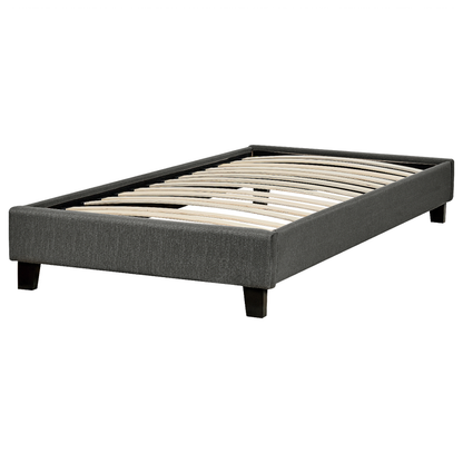 EU Single Bed 3ft Grey Fabric Slatted Frame Without Headboard