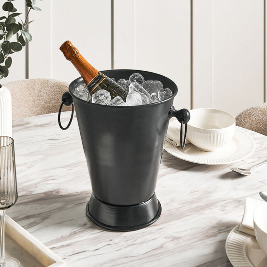Ice Bucket Silver Metal With Handles Champagne Cooler