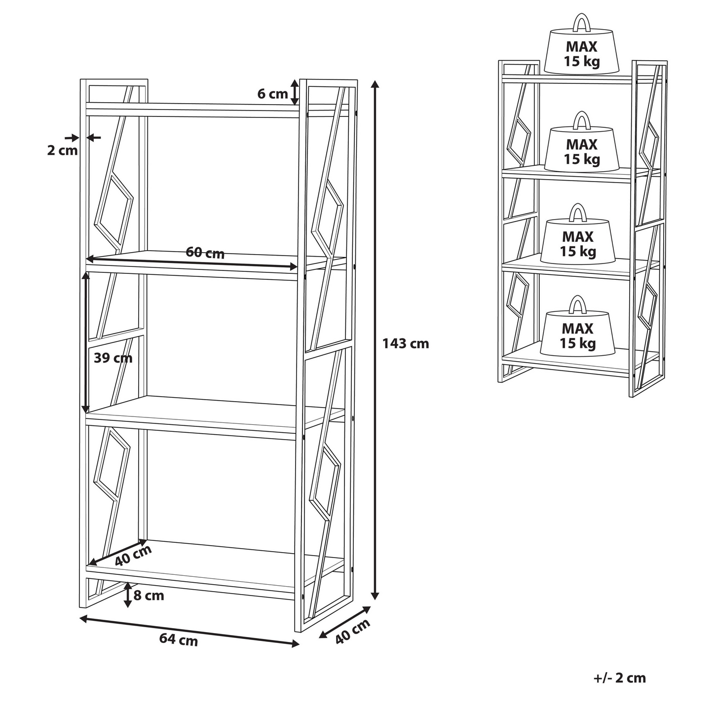 Industrial Minimalist 4 Tier Open Shelf Bookcase With Dark Brown Wood Finish And Black Metal Frame