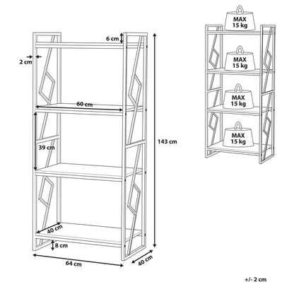 Industrial Minimalist 4 Tier Open Shelf Bookcase With Dark Brown Wood Finish And Black Metal Frame