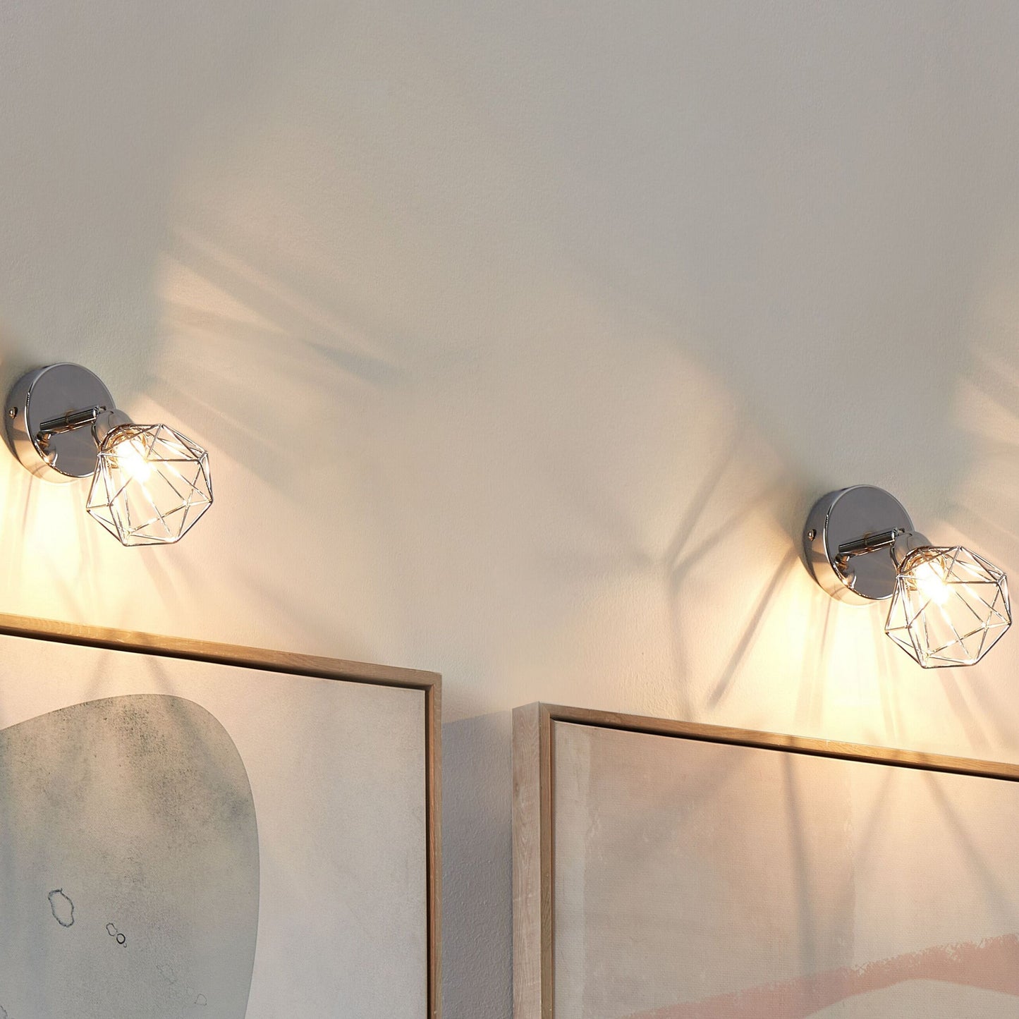 Wall Lamp Silver Metal Cage Shade Adjustable Light Position Modern Glam