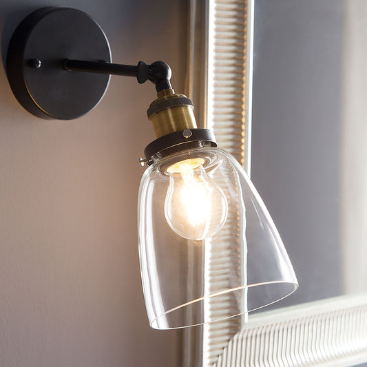 Wall Lamp Black Glass Shade Adjustable Industrial