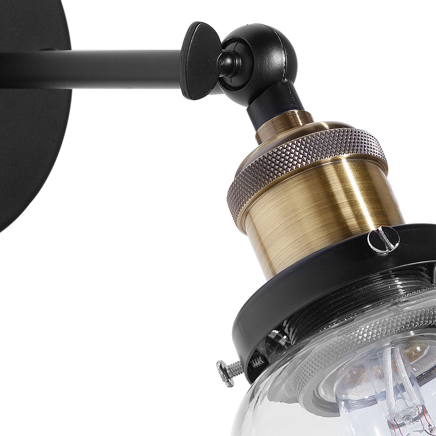 Wall Lamp Black Glass Shade Adjustable Industrial