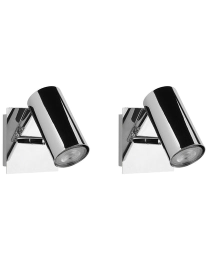 Wall Lamps Silver Metal Adjustable Glossy Spotlight Modern