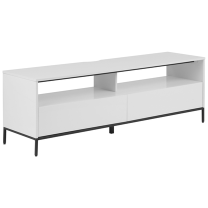 TV Stand White With LED For Up To 70 Inch TVs Two Drawers And Shelves
