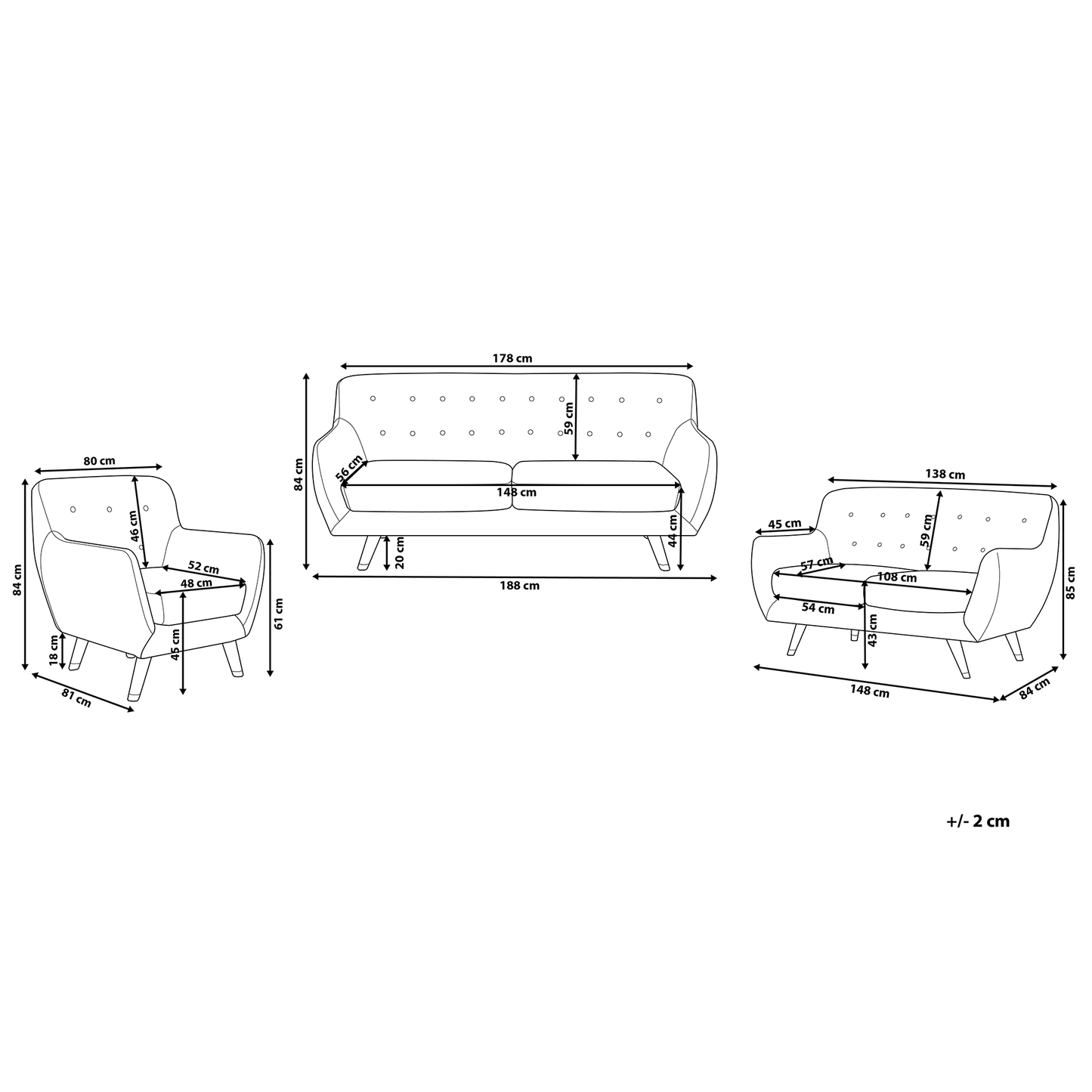 Living Grey Velvet Living Room Set 3 Seater 2 Seater Armchair Button Tufted Back