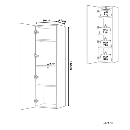 BrandX Bathroom Wall Cabinet Black MDF 132x40cm With 4 Shelves