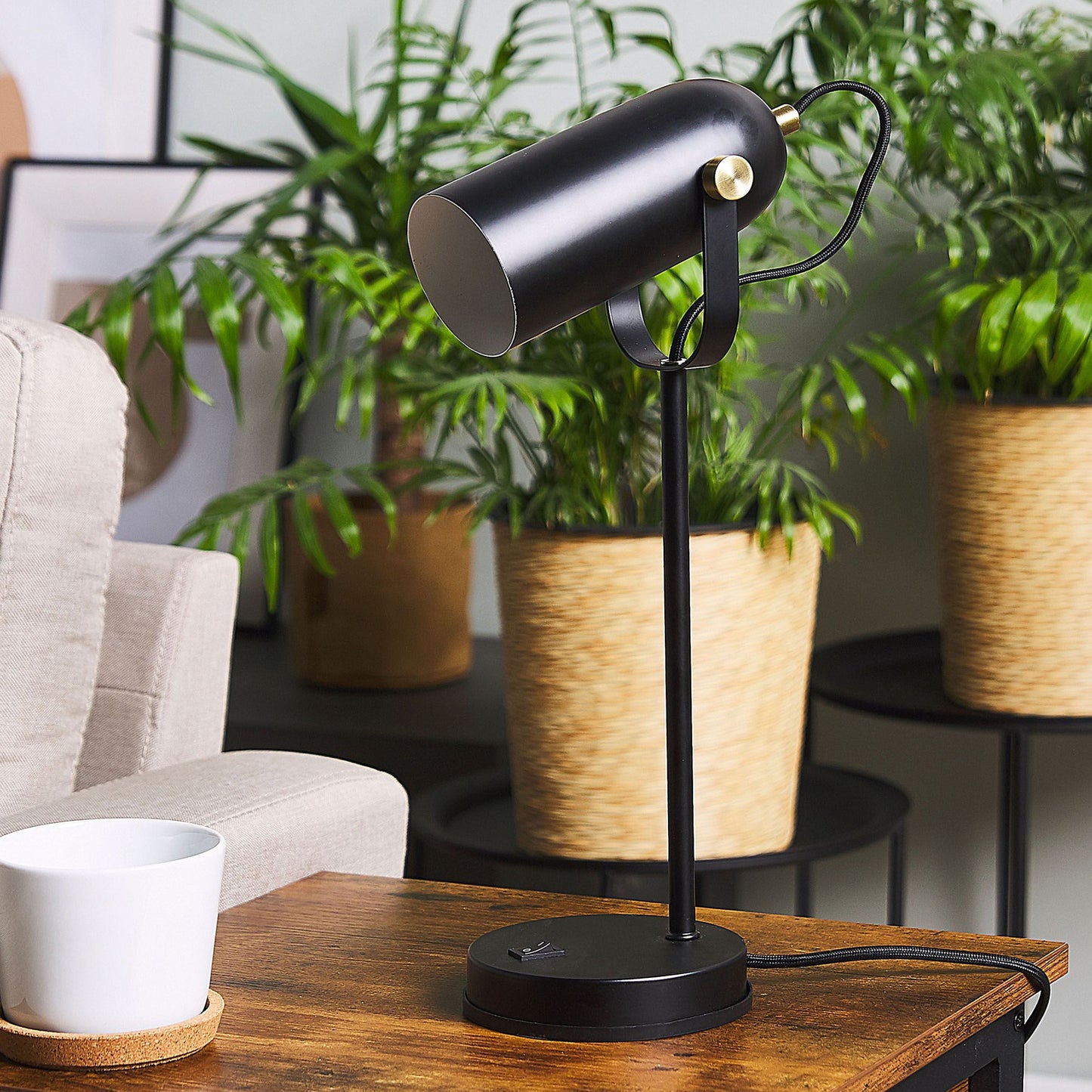 Desk Lamp Black 48cm Adjustable Industrial Spotlight