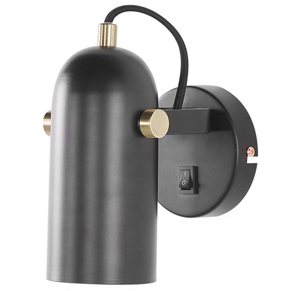 Wall Lamp Black Metal 17cm Adjustable Industrial Spotlight