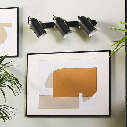 Wall Lamp Black Metal 3 Light Adjustable Spotlight
