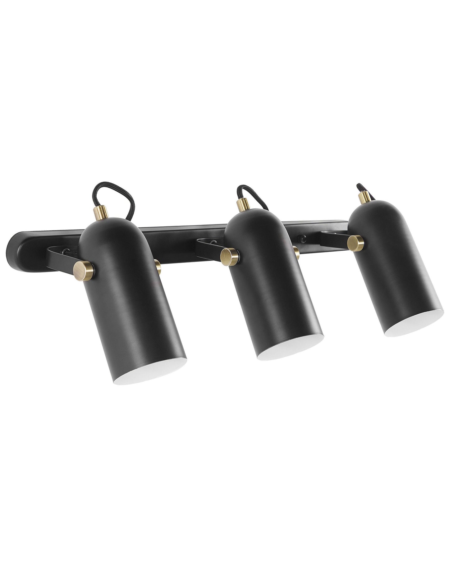 Wall Lamp Black Metal 3 Light Adjustable Spotlight