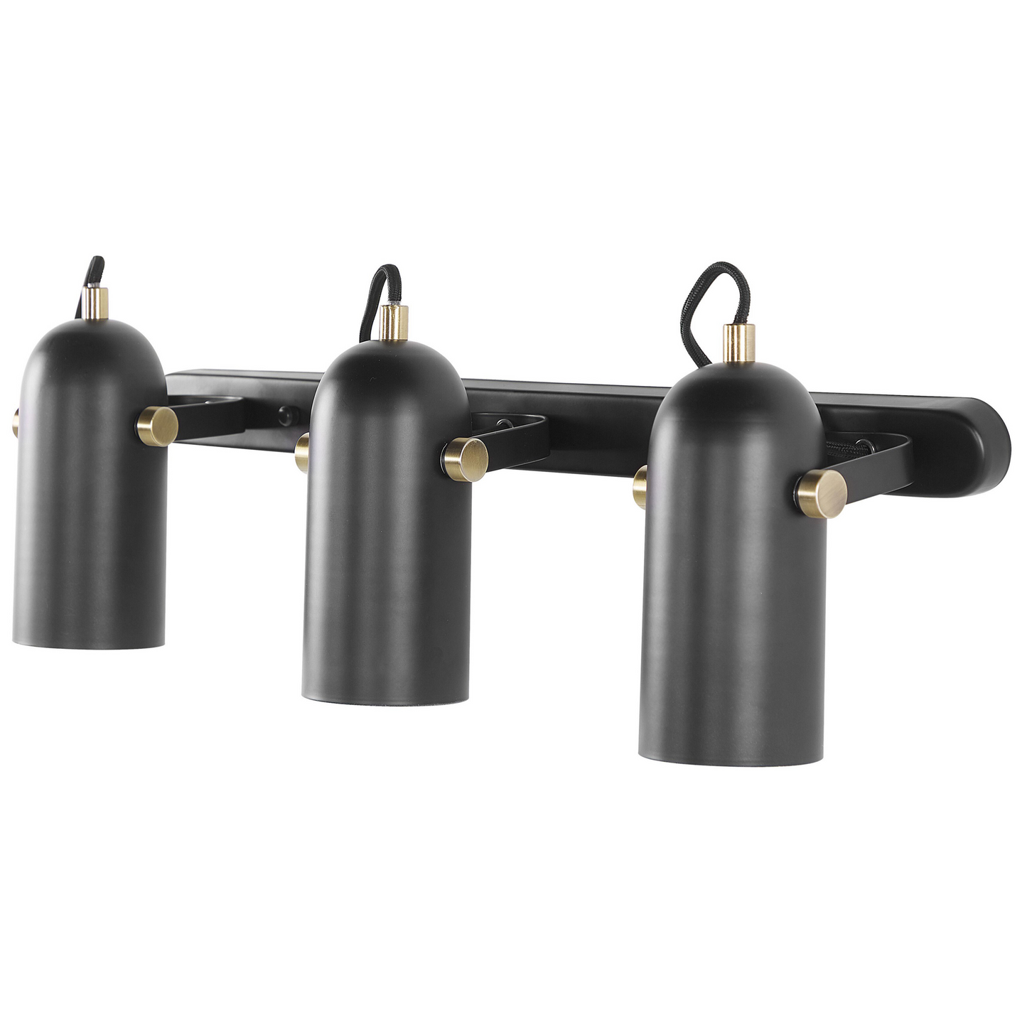 Wall Lamp Black Metal 3 Light Adjustable Spotlight