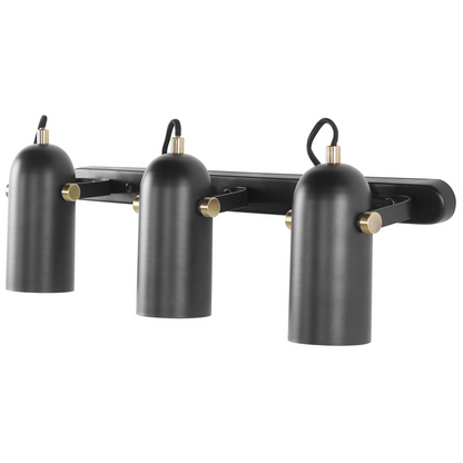 Wall Lamp Black Metal 3 Light Adjustable Spotlight
