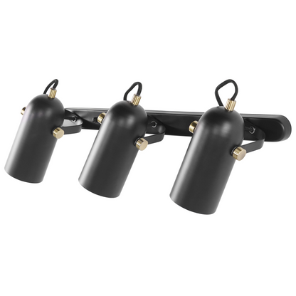 Wall Lamp Black Metal 3 Light Adjustable Spotlight