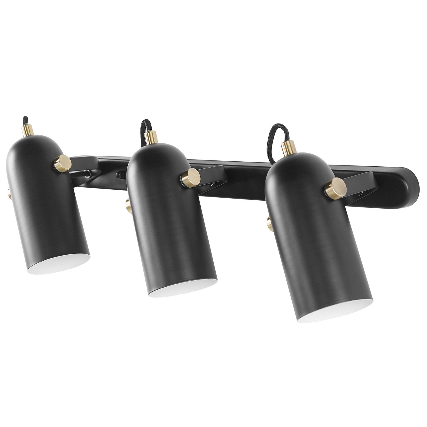 Wall Lamp Black Metal 3 Light Adjustable Spotlight