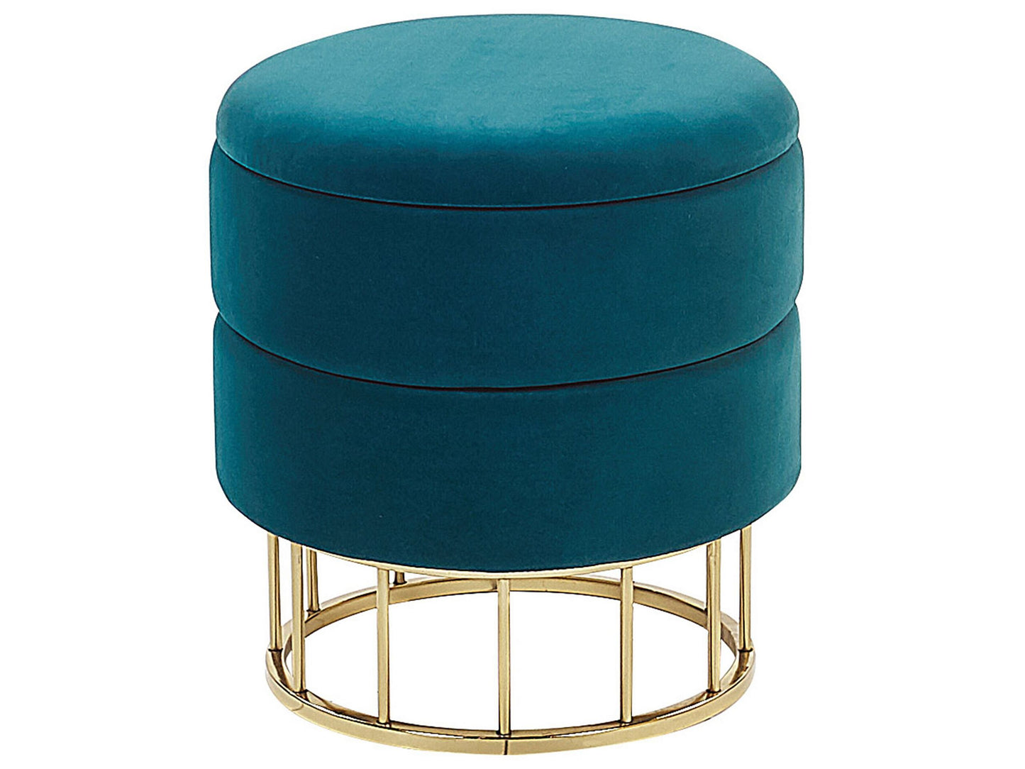 Home Teal Velvet Storage Pouffe With Gold Base