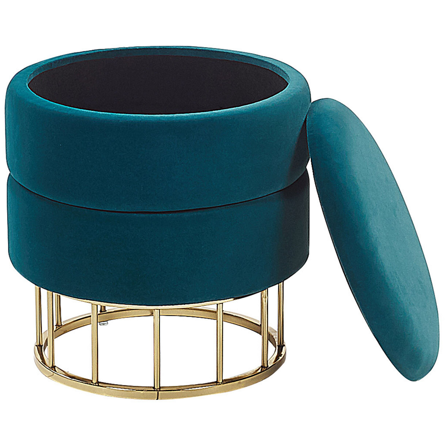 Home Teal Velvet Storage Pouffe With Gold Base