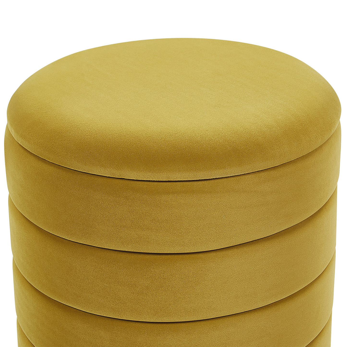 Yellow Storage Pouffes Set With Gold Stainless Steel Base
