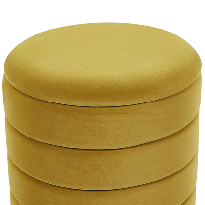 Yellow Storage Pouffes Set With Gold Stainless Steel Base