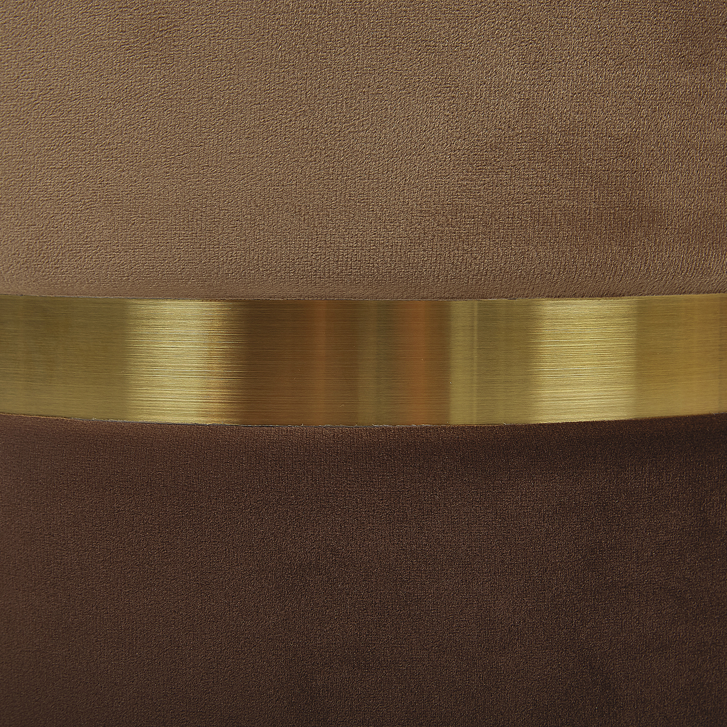 Set Of 2 Brown Velvet Storage Pouffes With Gold Bar Detail