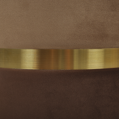 Set Of 2 Brown Velvet Storage Pouffes With Gold Bar Detail
