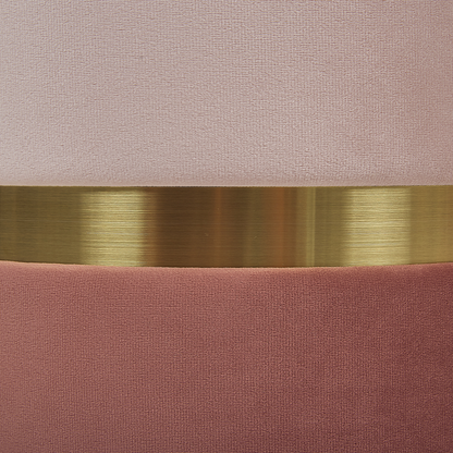 Pink Velvet Storage Pouffes Set of 2 with Gold Bar Retro