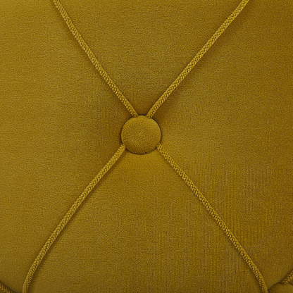 Mustard Velvet Storage Pouffes Gold Base Retro Button Tufted