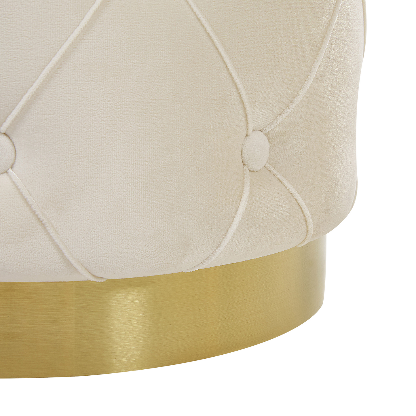 Velvet Storage Pouffes White With Gold Base Button Tufted