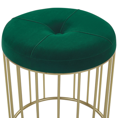 Nesting Pouffes Set Of 2 Dark Green Velvet Gold Iron Base