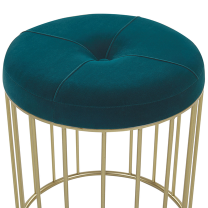 Teal Nesting Pouffes Set Of 2 With Golden Iron Base