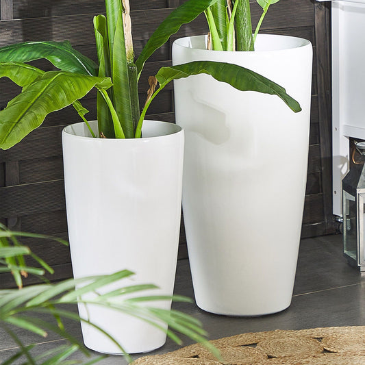 Planter White Stone Mixture High Gloss 40cm