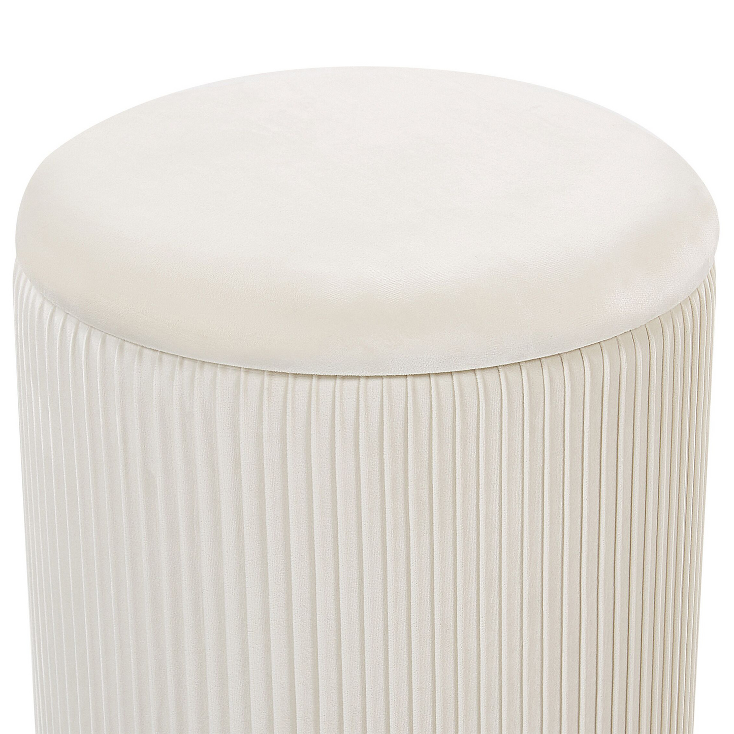 Storage Pouffes Set Of 2 White Velvet With Gold Base Modern Tufting Accent