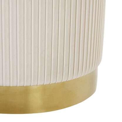 Storage Pouffes Set Of 2 White Velvet With Gold Base Modern Tufting Accent