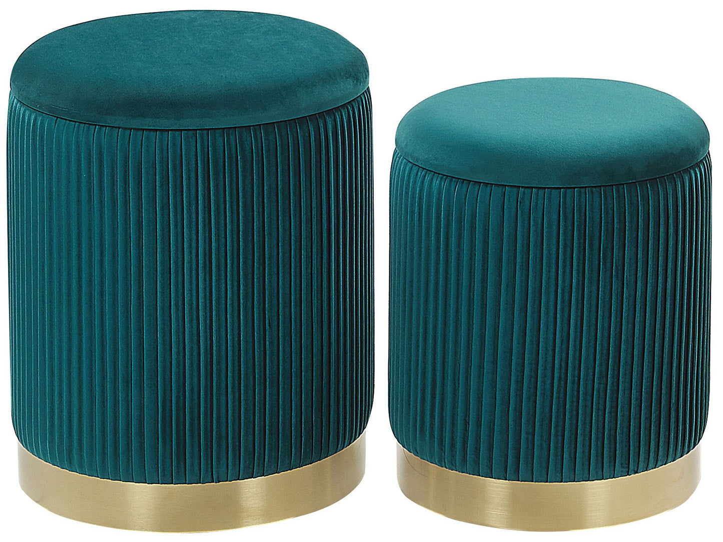 Teal Storage Pouffes Set Of 2 With Gold Base