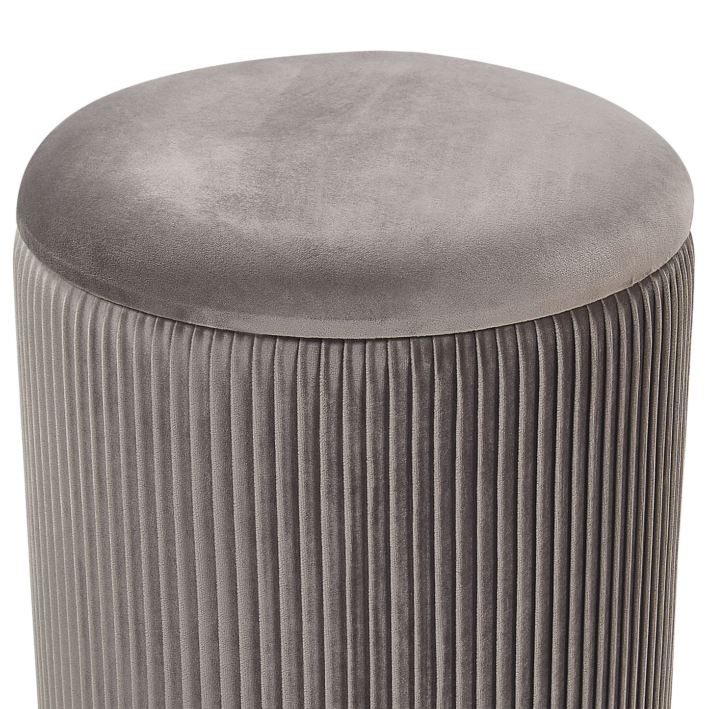 Set Of 2 Grey Storage Pouffes With Gold Base