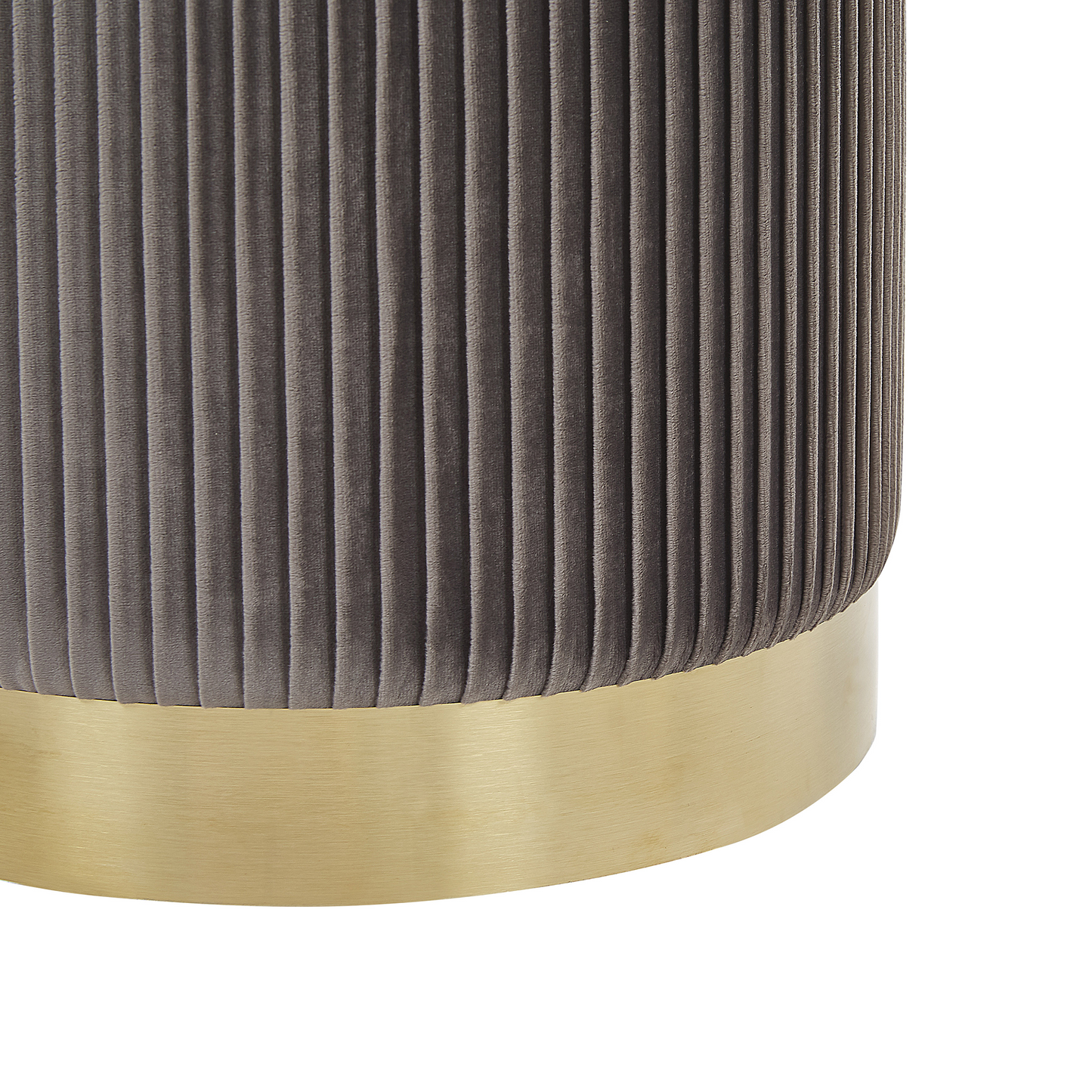 Set Of 2 Grey Storage Pouffes With Gold Base