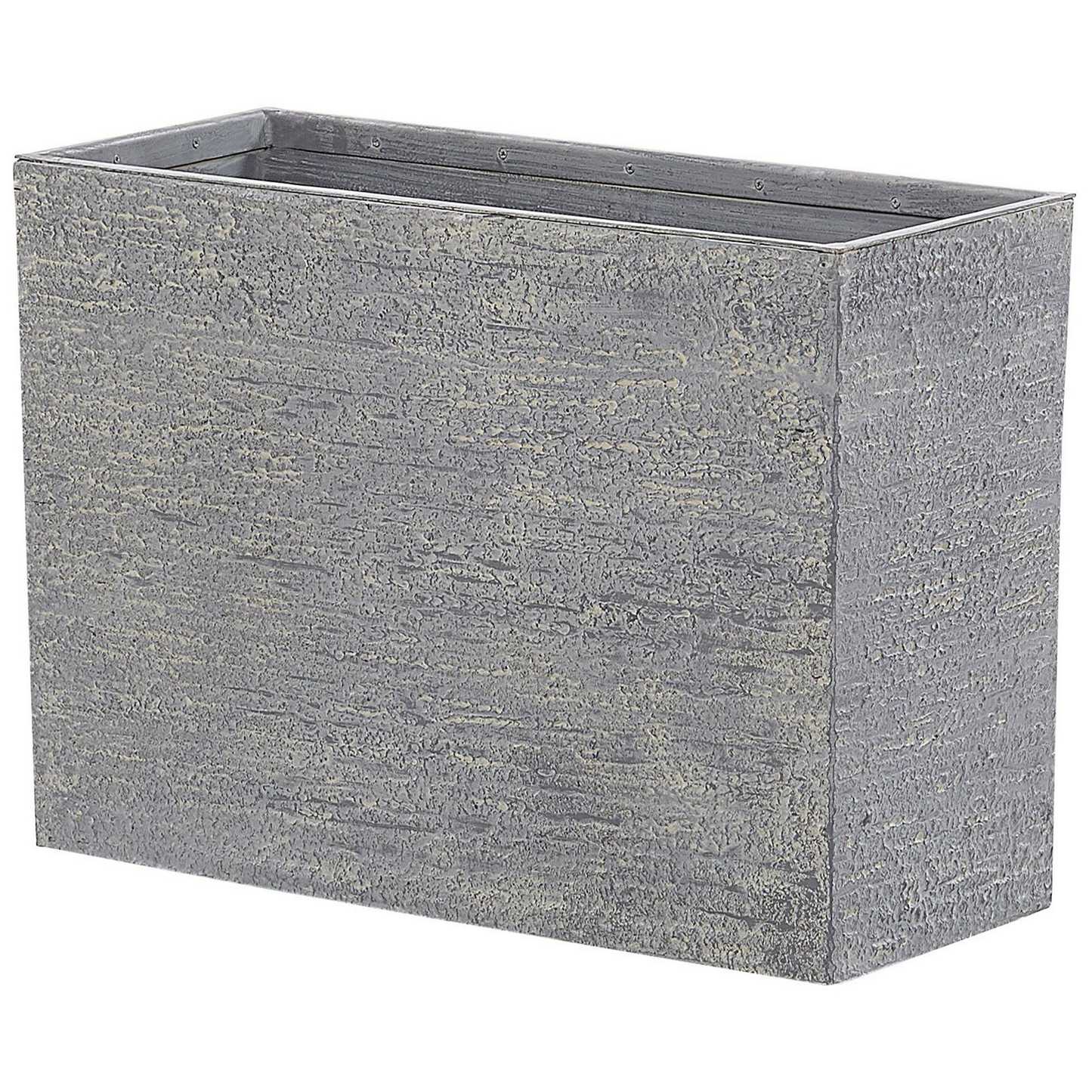 Grey Stone Plant Pot Indoor Outdoor Rectangular Planter 34 x 80 x 56cm Premium Fibreglass Reinforced