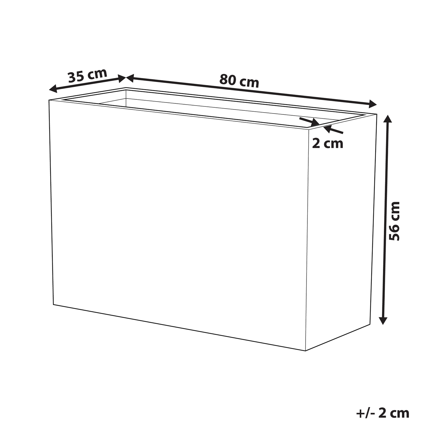 Grey Stone Plant Pot Indoor Outdoor Rectangular Planter 34 x 80 x 56cm Premium Fibreglass Reinforced