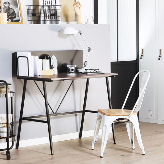 Home Office Desk With Dark Brown Wood Like Top 100 By 50cm And Black Powder Coated Metal Frame