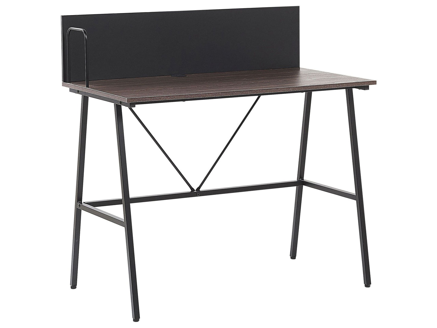 Home Office Desk With Dark Brown Wood Like Top 100 By 50cm And Black Powder Coated Metal Frame