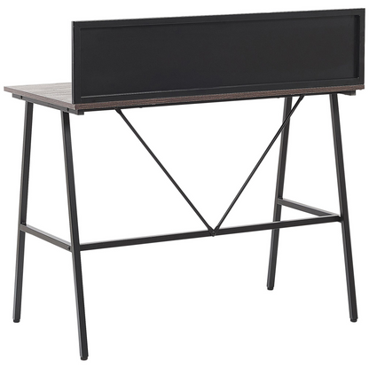 Home Office Desk With Dark Brown Wood Like Top 100 By 50cm And Black Powder Coated Metal Frame